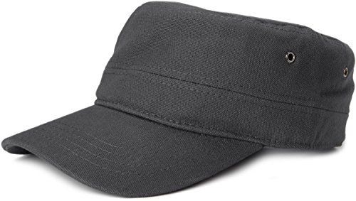 styleBREAKER Unisex Military Cap aus Baumwoll-Canvas | Army Cap mit gebogenem Schirm | verstellbare Schirmmütze für Damen und Herren, Farbe:Anthrazit von styleBREAKER