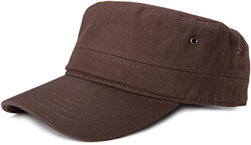 styleBREAKER Unisex Cap im Military-Stil aus robustem Baumwoll-Canvas, Klettverschluss verstellbar 04023020, Farbe:Dunkelbraun von styleBREAKER