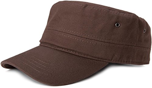 styleBREAKER Unisex Military Cap aus Baumwoll-Canvas | Army Cap mit gebogenem Schirm | verstellbare Schirmmütze für Damen und Herren, Farbe:Dunkelbraun von styleBREAKER