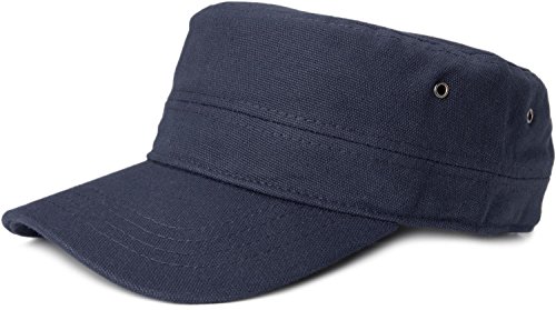 styleBREAKER Unisex Military Cap aus Baumwoll-Canvas | Army Cap mit gebogenem Schirm | verstellbare Schirmmütze für Damen und Herren, Farbe:Navy von styleBREAKER