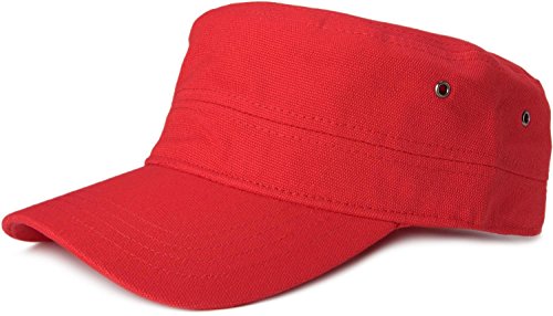 styleBREAKER Unisex Military Cap aus Baumwoll-Canvas | Army Cap mit gebogenem Schirm | verstellbare Schirmmütze für Damen und Herren, Farbe:Rot von styleBREAKER