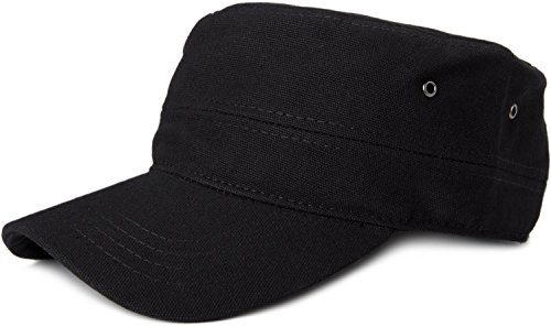 styleBREAKER Unisex Military Cap aus Baumwoll-Canvas | Army Cap mit gebogenem Schirm | verstellbare Schirmmütze für Damen und Herren, Farbe:Schwarz von styleBREAKER