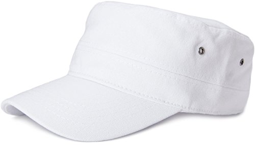 styleBREAKER Unisex Cap im Military-Stil aus robustem Baumwoll-Canvas, Klettverschluss verstellbar 04023020, Farbe:Weiß von styleBREAKER