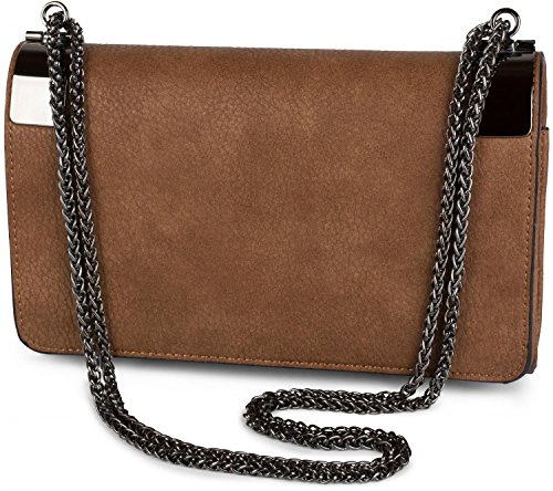 styleBREAKER Clutch, Abendtasche mit Metallspangen und Gliederkette, Vintage Design, Damen 02012046, Farbe:Rehbraun von styleBREAKER