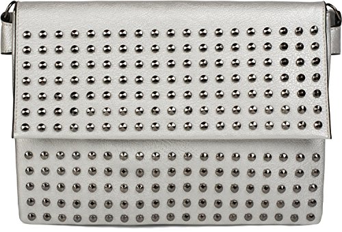 styleBREAKER Clutch mit Nieten, Abendtasche, Schulterriemen, Trageschlaufe, Schultertasche, Damen 02012227, Farbe:Silber von styleBREAKER