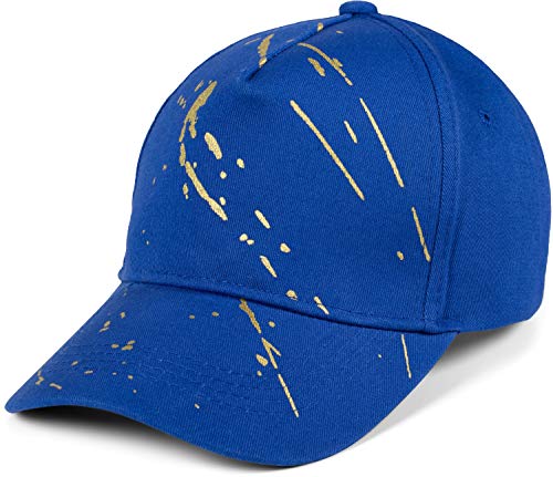 styleBREAKER Damen 5-Panel Cap Einfarbig mit goldenen Farbspritzern, Baseball Cap, Basecap, verstellbar 04023071, Farbe:Royalblau von styleBREAKER