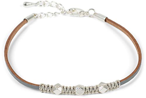 styleBREAKER Damen Armband mit Würfel Verzierung und Karabiner Verschluss, Armkette, Armschmuck, Schmuck 05040183, Farbe:Hellgrau/Silber von styleBREAKER