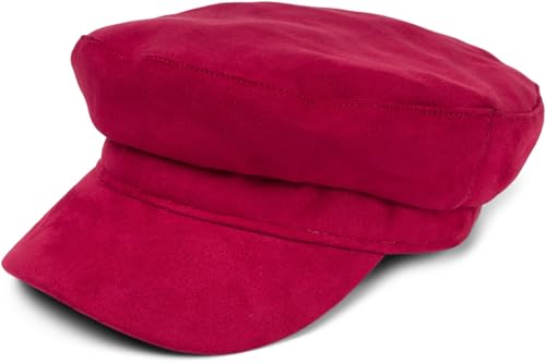 styleBREAKER Damen Ballonmütze in weicher Veloursleder Optik, Schirmmütze, Bakerboy Schiebermütze, Newsboy Cap 04023091, Farbe:Bordeaux-Rot von styleBREAKER