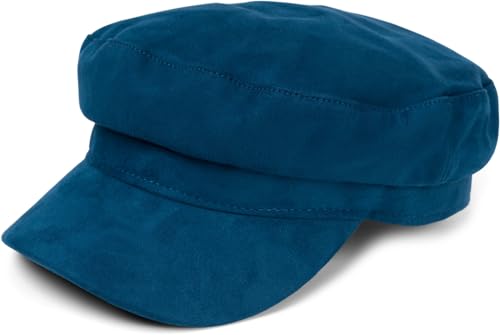 styleBREAKER Damen Ballonmütze in weicher Veloursleder Optik, Schirmmütze, Bakerboy Schiebermütze, Newsboy Cap 04023091, Farbe:Petrol von styleBREAKER