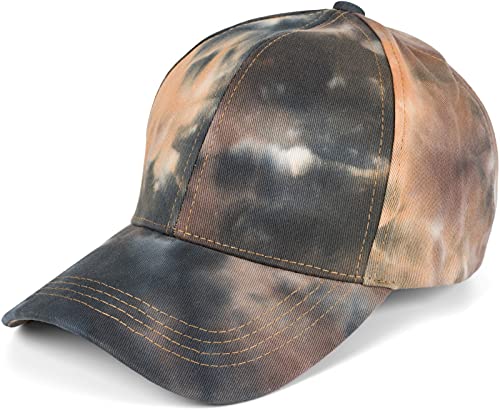 styleBREAKER Damen Baseball Cap mit Batik Muster, Muster Unikat, 6-Panel, Basecap, Click & Snap verstellbar 04023082, Farbe:Schwarz-Orange von styleBREAKER