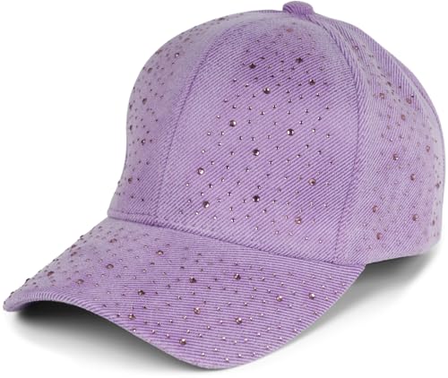 styleBREAKER Damen Baseball Cap mit Strass Applikation, 6 Panel Cap Einfarbig, Basecap Schnalle verstellbar 04023093, Farbe:Flieder von styleBREAKER