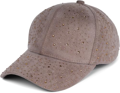 styleBREAKER Damen Baseball Cap mit Strass Applikation, 6 Panel Cap Einfarbig, Basecap Schnalle verstellbar 04023093, Farbe:Taupe von styleBREAKER