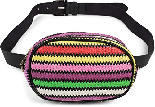 styleBREAKER Damen Bauchtasche mit Buntem Zick-Zack Muster, Reißverschluss, Gürteltasche, Hüfttasche 02012299, Farbe:Mehrfarbig/Modell-1 von styleBREAKER