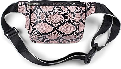 styleBREAKER Damen Bauchtasche mit Schlangen Muster, Verstellbarer Gurt, Reißverschluss, Gürteltasche, Hüfttasche 02012321, Farbe:Altrose-Schwarz von styleBREAKER