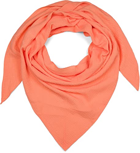 styleBREAKER Damen Baumwoll-Musselin Dreieck Schal Unifarben, Musselin Schal, Leichtes Tuch 01020044, Farbe:Apricot von styleBREAKER