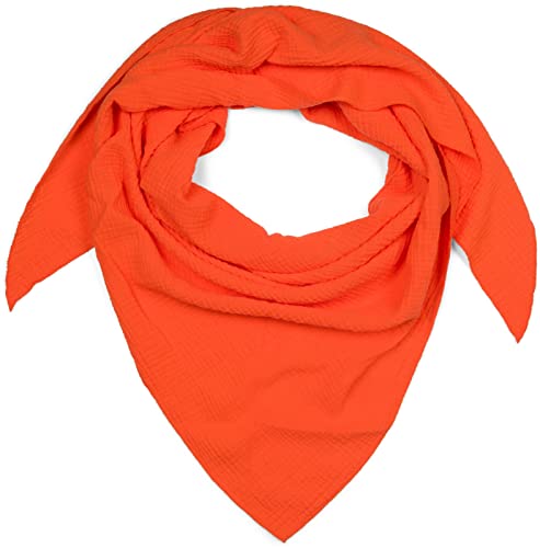 styleBREAKER Damen Baumwoll-Musselin Dreieck Schal Unifarben, Musselin Schal, Leichtes Tuch 01020044, Farbe:Orange von styleBREAKER