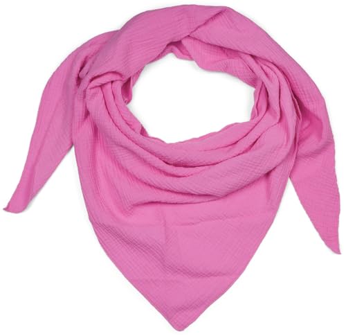 styleBREAKER Damen Baumwoll-Musselin Dreieck Schal Unifarben, Musselin Schal, Leichtes Tuch 01020044, Farbe:Rosa von styleBREAKER