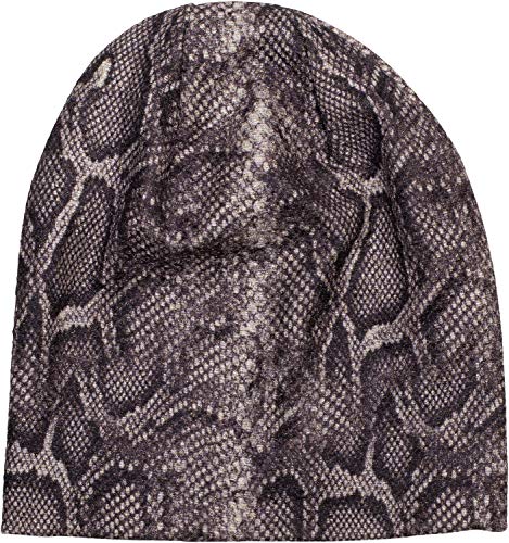 styleBREAKER Damen Beanie Mütze mit Schlange Python Muster und glitzernder Oberfläche, Slouch Longbeanie 04024174, Farbe:Dunkelbraun von styleBREAKER