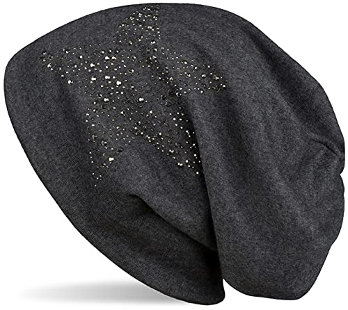styleBREAKER Damen Beanie Mütze mit Strass Nieten Stern und Schmucksteine Silber-anthrazit, Slouch Longbeanie 04024087, Farbe:Anthrazit meliert styleBREAKER Damen Beanie Mütze mit Strass Nieten Stern und Schmucksteine Silber-anthrazit, Slouch Longbeanie 04024087, Farbe:Anthrazit meliert von styleBREAKER