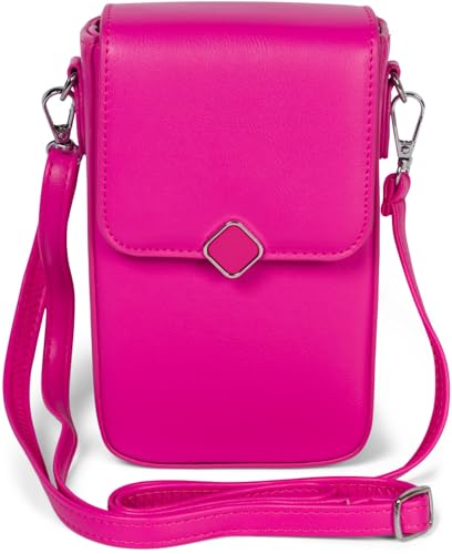 styleBREAKER Damen Box Bag Umhängetasche Einfarbig mit Magnetverschluss, 8 Kartenfächer mit Druckknopf, Crossbag 02012399, Farbe:Pink von styleBREAKER