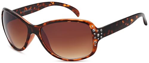 styleBREAKER Damen Butterfly Sonnenbrille mit Strass und Verlaufstönung, Schmetterlingsform 09020054, Farbe:Gestell Braun Demi/Glas Braun Verlauf von styleBREAKER