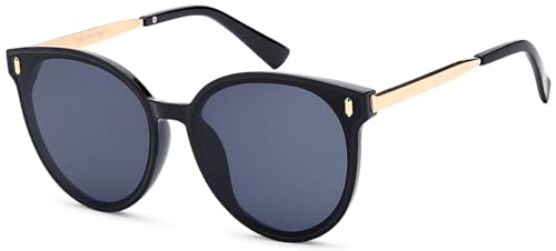 styleBREAKER Damen Cateye Sonnenbrille mit Flachen Polycarbonat Gläsern, Rahmen Kunststoff, Bügel Metall, Oversize 09020141, Farbe:Gestell Schwarz/Glas Grau getönt von styleBREAKER