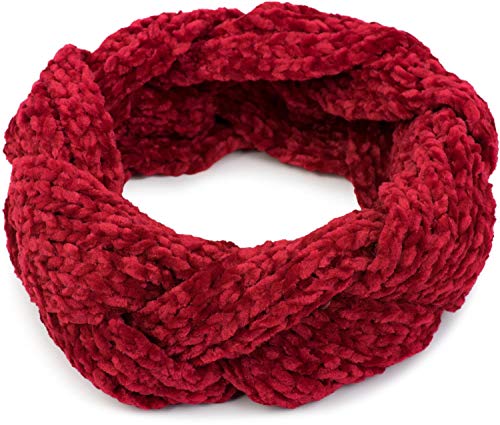 styleBREAKER Damen Chenille Strick Stirnband geflochten, warmes Winter Haarband, Headband 04026032, Farbe:Rot von styleBREAKER