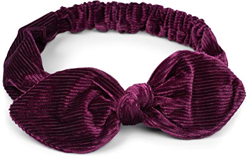 styleBREAKER Damen Cord Haarband mit Schleife und Gummizug, Stirnband, Headband, Retro Style, Haarschmuck 04026048, Farbe:Bordeaux-Violett von styleBREAKER