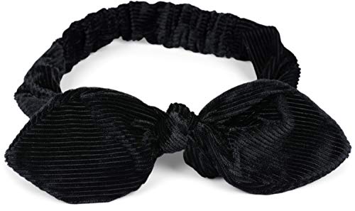 styleBREAKER Damen Cord Haarband mit Schleife und Gummizug, Stirnband, Headband, Retro Style, Haarschmuck 04026048, Farbe:Schwarz von styleBREAKER