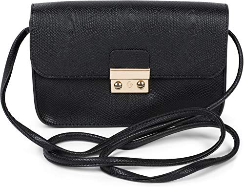 styleBREAKER Damen Crossbody Clutch in Schlangen Optik, Umhängetasche, Schultertasche, Tasche 02012296, Farbe:Schwarz von styleBREAKER