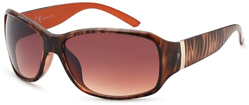 styleBREAKER Damen Designer Sonnenbrille mit Streifen Musterung, Schmetterling Form, Vollrand, Butterfly 09020052, Farbe:Gestell Braun/Glas Braun Verlauf von styleBREAKER