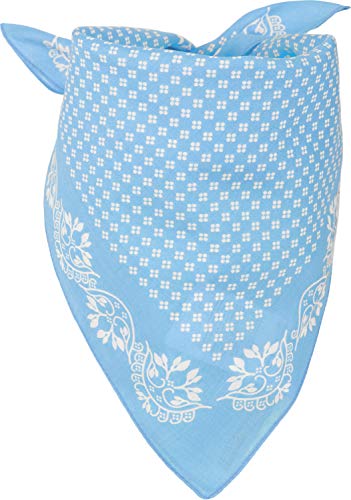 styleBREAKER Damen Dreieckstuch Baumwolle mit Blümchen Muster, Multifunktion Tuch, Halstuch, Kopftuch, Bandana 01016201, Farbe:Hellblau-Weiß von styleBREAKER