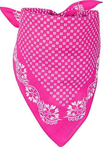 styleBREAKER Damen Dreieckstuch Baumwolle mit Blümchen Muster, Multifunktion Tuch, Halstuch, Kopftuch, Bandana 01016201, Farbe:Pink-Weiß von styleBREAKER