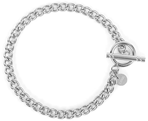 styleBREAKER Damen Edelstahl Armkette mit auffälligem Knebel Verschluss, grober Gliederkette, Schmuck, Chain Optik 05040188, Farbe:Silber von styleBREAKER