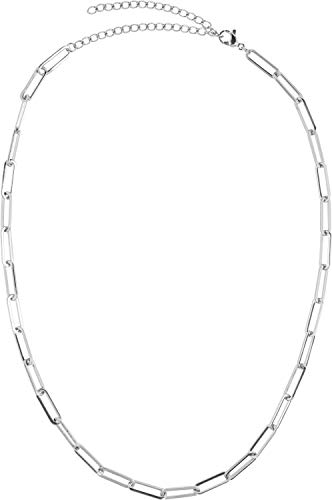 styleBREAKER Damen Edelstahl Kette ohne Anhänger mit grober Gliederkette, Halskette, Halsschmuck, Schmuck 05030064, Farbe:Silber von styleBREAKER