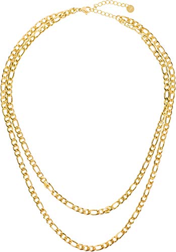 styleBREAKER Damen Edelstahl Layer Halskette 2-reihig, Großgliedrige Figaro Kette, Kette, Schmuck, Chain Optik 05030070, Farbe:Gold von styleBREAKER