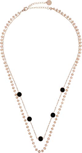 styleBREAKER Damen Edelstahl Layer Halskette 2-reihig mit Kunststoff Perlen und Anhängern, Ankerkette, Kette, Schmuck 05030067, Farbe:Rosegold/Rose von styleBREAKER