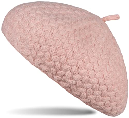 styleBREAKER Damen Feinstrick Baskenmütze mit Flechtmuster, Winter, Barett, Béret, Franzosen Mütze 04024201, Farbe:Altrose von styleBREAKER