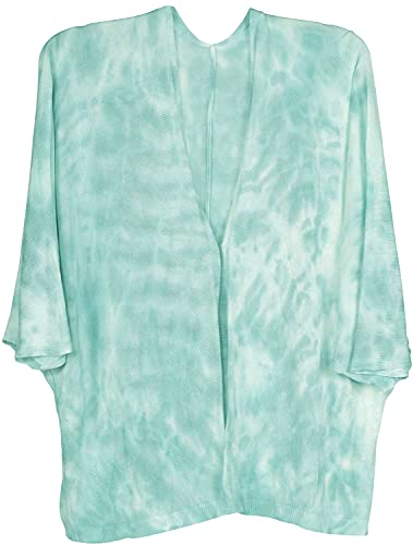 styleBREAKER Damen Feinstrick Cardigan Weste mit Batik Muster, 3/4 Ärmel, vorne offen, Strand, Festival, Kimono 08010080, Farbe:Türkis styleBREAKER Damen Feinstrick Cardigan Weste mit Batik Muster, 3/4 Ärmel, vorne offen, Strand, Festival, Kimono 08010080, Farbe:Türkis von styleBREAKER