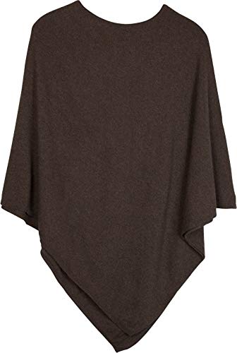 styleBREAKER Damen Feinstrick Poncho in Unifarben, leicht asymmetrischer Schnitt, Ärmellos, Rundhals 08010042, Farbe:Dunkelbraun von styleBREAKER