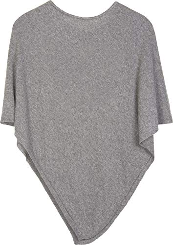 styleBREAKER Damen Feinstrick Poncho in Unifarben, leicht asymmetrischer Schnitt, Ärmellos, Rundhals 08010042, Farbe:Grau von styleBREAKER