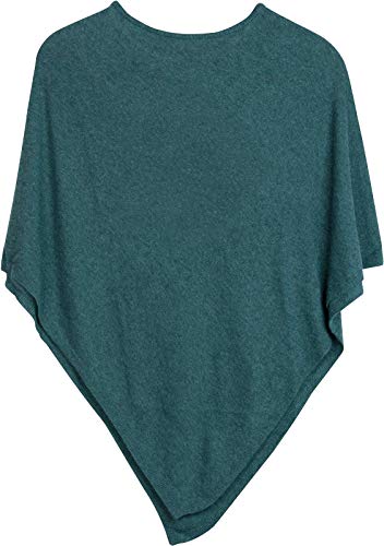 styleBREAKER Damen Feinstrick Poncho in Unifarben, leicht asymmetrischer Schnitt, Ärmellos, Rundhals 08010042, Farbe:Petrol von styleBREAKER