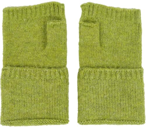 styleBREAKER Damen Fingerlose Strickhandschuhe Einfarbig mit Bund, warme Winter Handschuhe 09010052, Farbe:Limettengrün von styleBREAKER