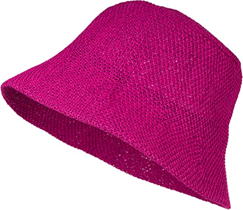 styleBREAKER Damen Fischerhut aus luftig gewebtem Papierstroh, Faltbarer Knautschhut, Sonnenhut, Bucket Hat 04025032, Farbe:Magenta von styleBREAKER