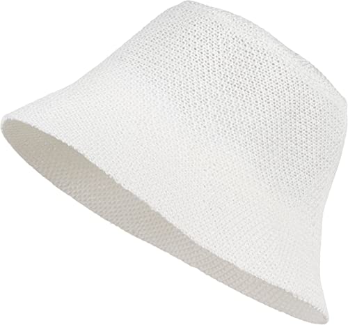 styleBREAKER Damen Fischerhut aus luftig gewebtem Papierstroh, Faltbarer Knautschhut, Sonnenhut, Bucket Hat 04025032, Farbe:Weiß von styleBREAKER