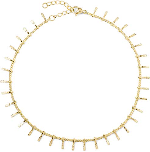 styleBREAKER Damen Fußkettchen mit fein verzierten Anhängern, Gliederkette, Karabinerverschluss, Kette, Schmuck 05080011, Farbe:Gold von styleBREAKER