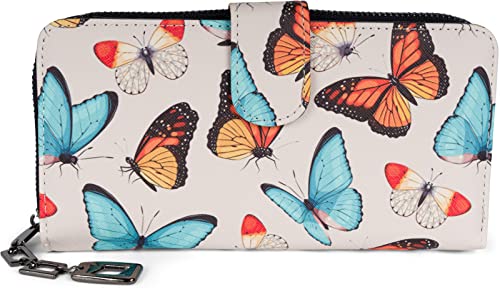 styleBREAKER Damen Geldbörse mit Buntem Schmetterling Muster, Vintage Design, Reißverschluss, Portemonnaie 02040156, Farbe:Hellgrau-Orange-Türkis styleBREAKER Damen Geldbörse mit Buntem Schmetterling Muster, Vintage Design, Reißverschluss, Portemonnaie 02040156, Farbe:Hellgrau-Orange-Türkis von styleBREAKER