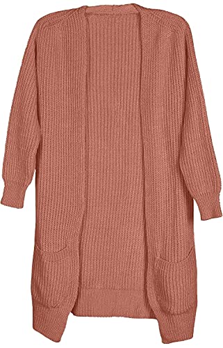 styleBREAKER Damen Grobstrick Cardigan mit aufgesetzten Taschen, Strickjacke ohne Verschluss, Strickmantel, OneSize 08010064, Farbe:Altrose von styleBREAKER