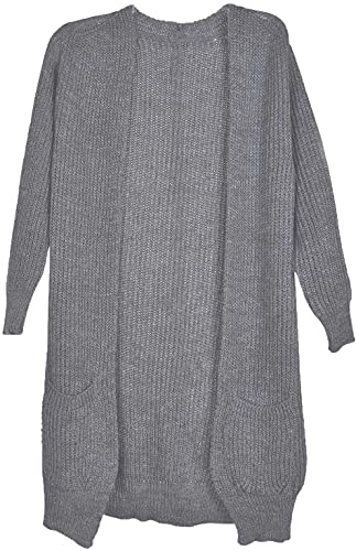 styleBREAKER Damen Grobstrick Cardigan mit aufgesetzten Taschen, Strickjacke ohne Verschluss, Strickmantel, OneSize 08010064, Farbe:Grau von styleBREAKER