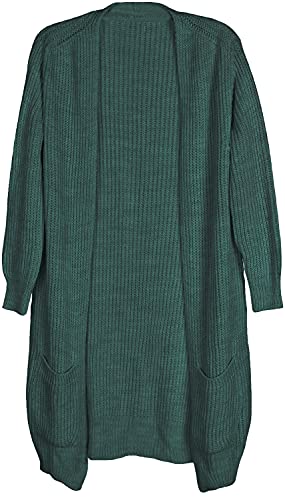 styleBREAKER Damen Grobstrick Cardigan mit aufgesetzten Taschen, Strickjacke ohne Verschluss, Strickmantel, OneSize 08010064, Farbe:Petrol von styleBREAKER